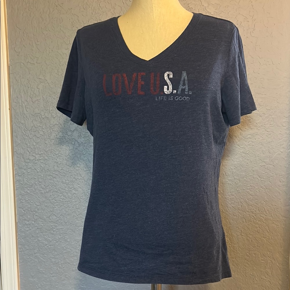 Life Is Good Blue Short Sleeve Tee